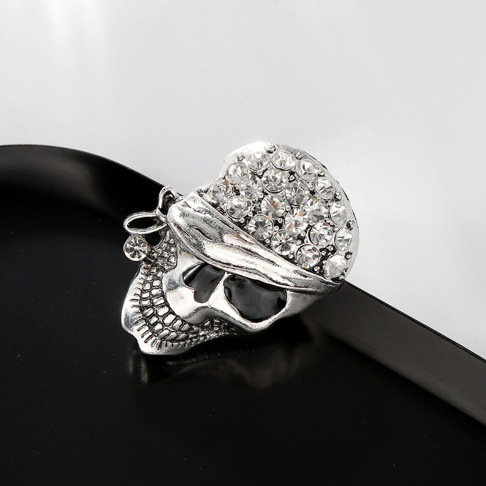 Halloween Funny Diamond Pirate Skull Brooch Accessory