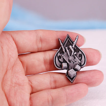 Ace Spades Skull Skeleton Devil Hand Horns Brooch