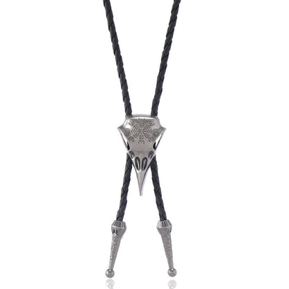 Viking Long-Billed Bird Skull Pendant Bolo Tie
